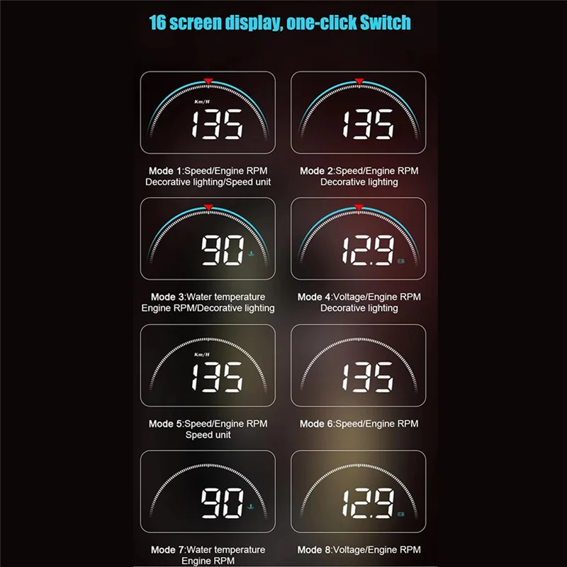 

Smart Digital Car HUD Windshield Projector OBD Speedometer With Water Temp And Voltage Monitoring Functions