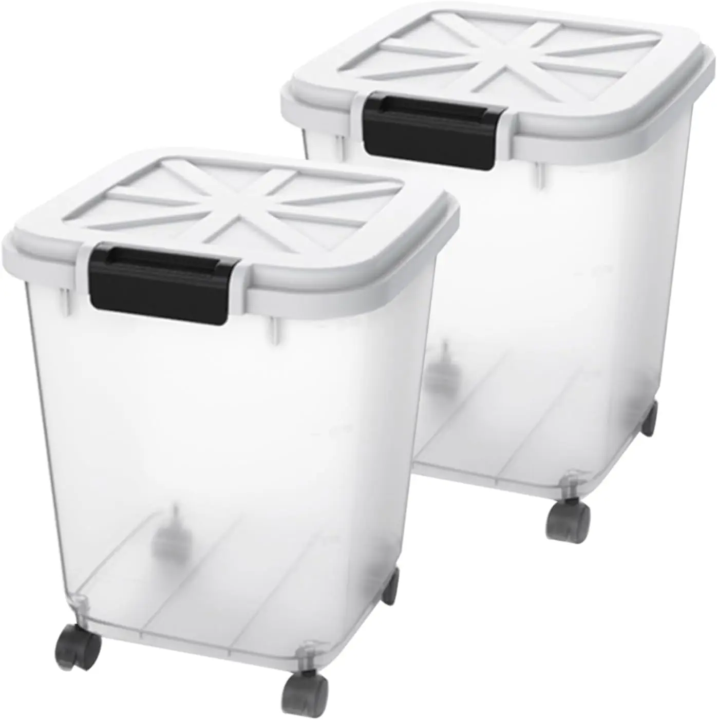 

40 LB Rice Storage Container with Measuring Cup, BPA Free for Grains & Pet Food, Clear & Black, 2-Pack