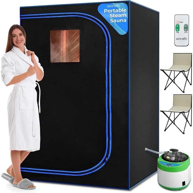 Portable Sauna for Home,2 Person Steam Sauna Tent with 4L Steamer,2 Folding Sauna Chairs, Remote Control -Spa, 71