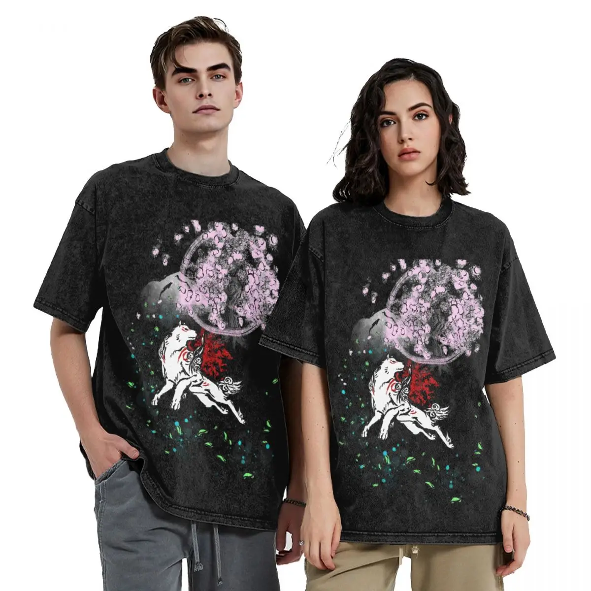 

Amaterasu Okami with Cherry Blossoms T-Shirt oversized funny meme t-shirts cotton man t-shirts sublime cotton t shirt men