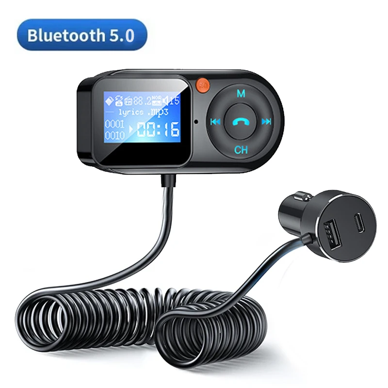 Bluetooth 5.0 FM Transmitter Modulator 3.5mm AUX Audio Receiver LED Display USB Handsfree Car Kit Support TF Card MP3 Player