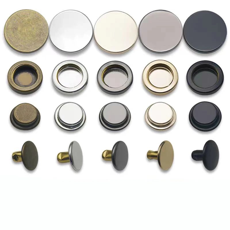 10 Sets Metal Buttons Leather Snap Fasteners 17mm 501 Round Color Button No Sewing for Clothes, Jackets, Jeans