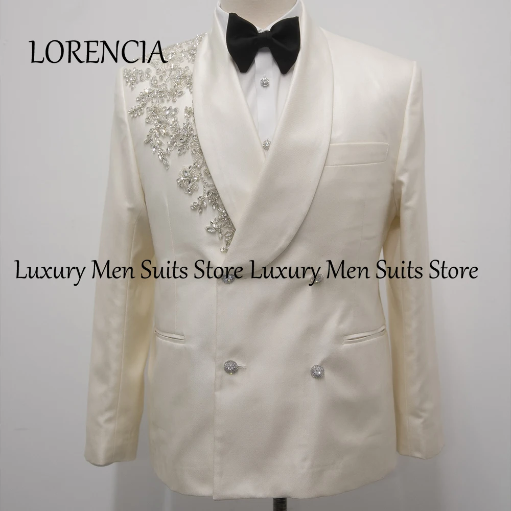 

Sparkly Diamond Male Suits 2 Pieces Shawl Collar Tuxedos for Wedding Groom Wear Customized Blazer Pants terno smoking masculino