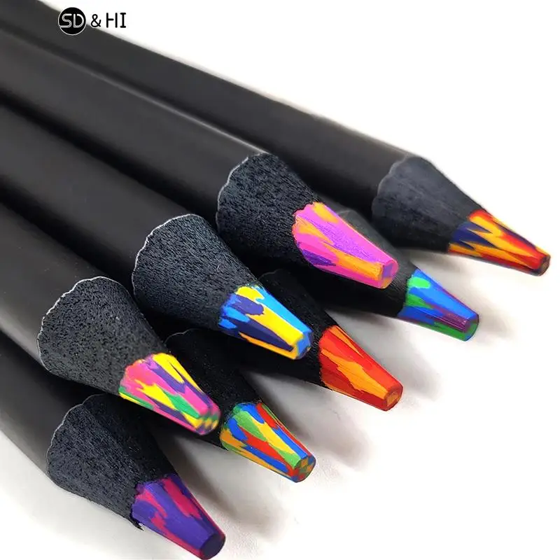 1pcs 12 Colors Gradient Rainbow Pencils Jumbo-Colored Pencils Multicolored Pencils For Art Drawing Coloring Sketching