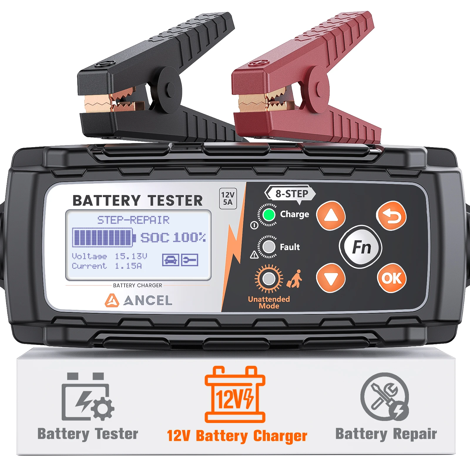 ANCEL BT521 Car Battery Tester 12V Battery Charger Automative Maintenance Battery Analyzer Cranking Test Battery Charging Tool