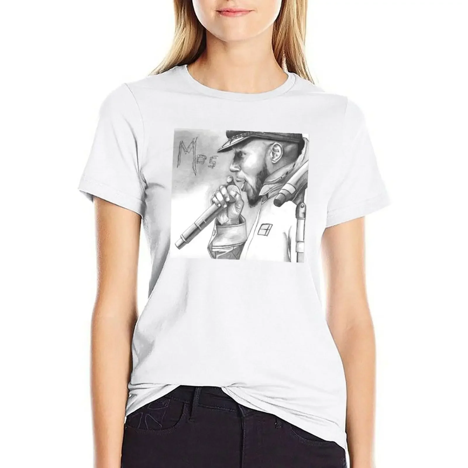 Hiphop Portret T-Shirt Oversized Plus Size Tops Kat Shirts Voor Vrouwen