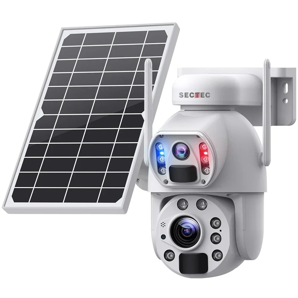 

Sectec Mini 20X Zoom 10X Optical Zoom Dual Solar Camera Outdoor Alarm Linkage Dual Lens 4G Sim Card Solar PTZ Camera