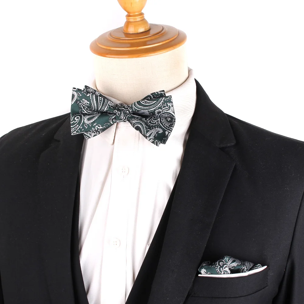 Pajarita de boda para hombre y mujer, pajarita elegante preatada, corbatas de Jacquard de Cachemira para eventos de fiesta y ocasión Formal informal