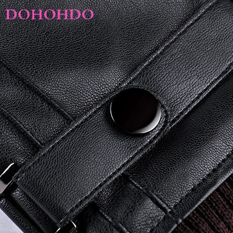 الرجال الخريف والشتاء قفازات بو شاشة تعمل باللمس قفازات جلدية الرجال زائد المخملية الدافئة الدراجات القيادة قفازات سوداء الذكور Guantes موتو #5