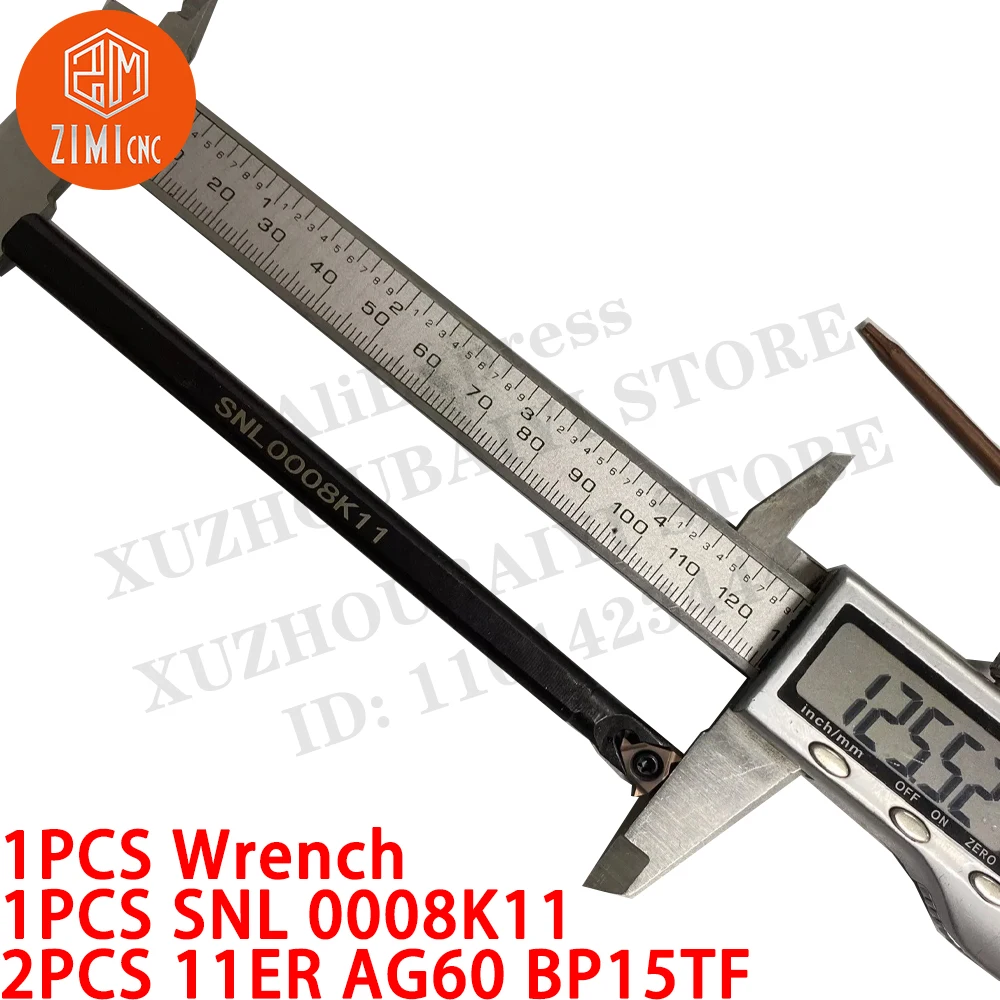 1PC SNL 0008K11 8mm Draaddraaigereedschaphouder + 2PC 11ER AG60 BP15TF Schroefdraadcarbide inzetstukken CNC metaal mechanisch snijgereedschap