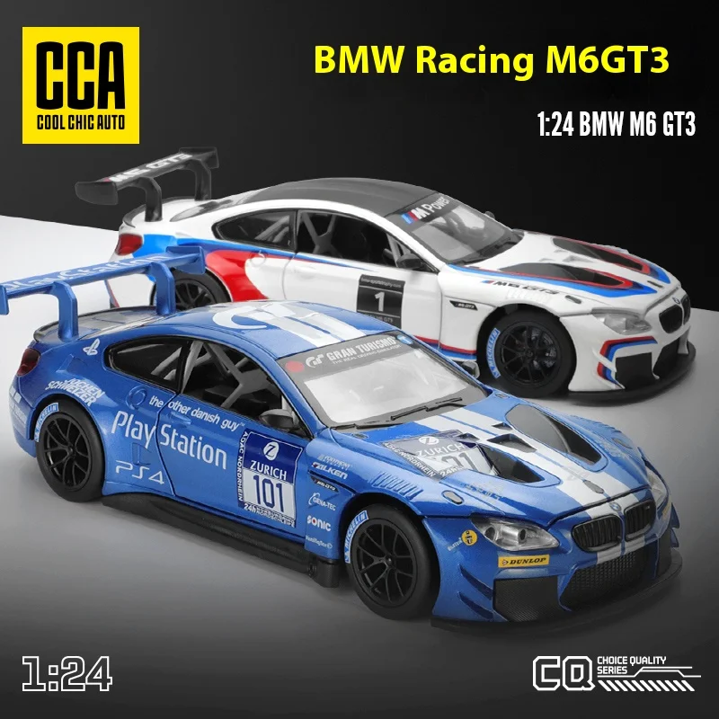 CCA 1:24 BMW M6 GT3 รุ่นรถยนต์โลหะผสมDiecastของเล่นล้อดึงกลับกีฬารถแสงเพลงรถเด็กPerfectของขวัญ