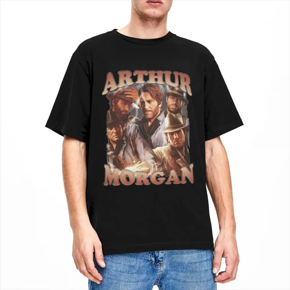 

Забавные футболки Arthur Morgan Bootleg, мужские и женские футболки с круглым вырезом, 100% хлопок, винтажные футболки с короткими рукавами, одежда с принтом