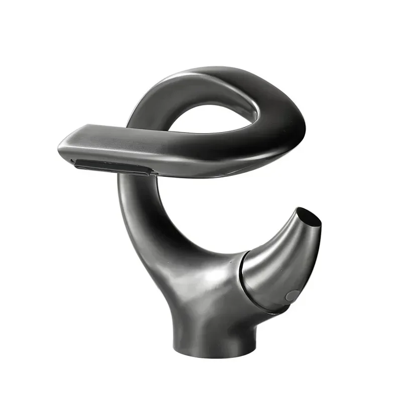 

All-copper creative art wash basin gun gray faucet waterfall splash-proof toilet bathroom cabinet basin faucet