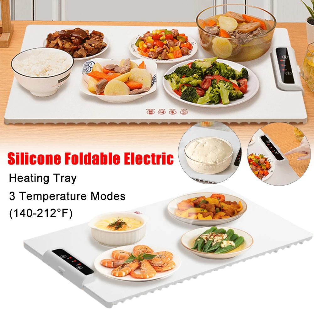 Fast Heating Food Electric Warming Tray Foldable Food Warmer Plate with Adjustable Temperature Control Keeps Food Hot Constant M