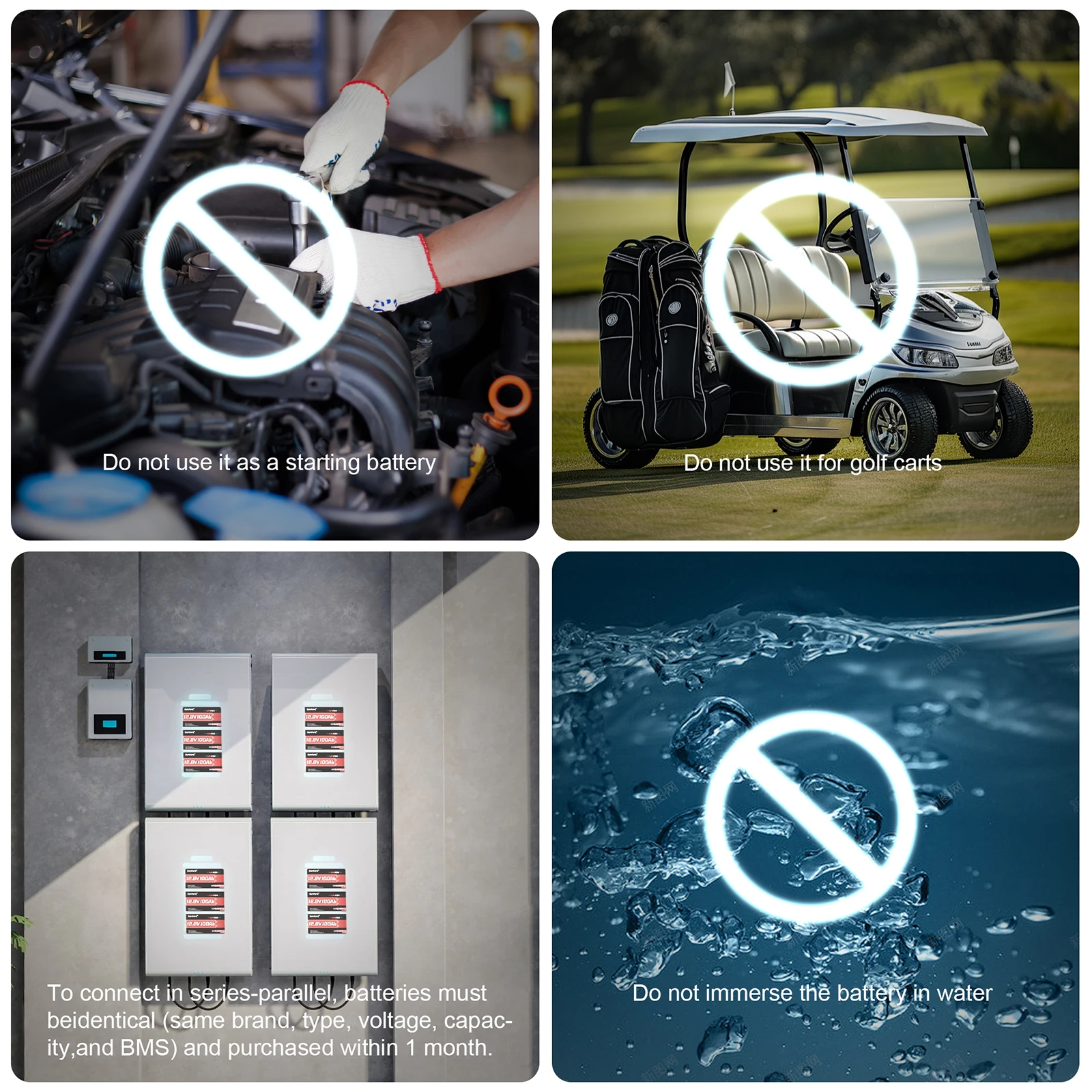 Dumfume 2 Pieces 12.8V 100Ah Motorcycle LiFePO4 Battery High Energy Density 100A BMS 1280Wh for RVs Boats Off Grid Applications