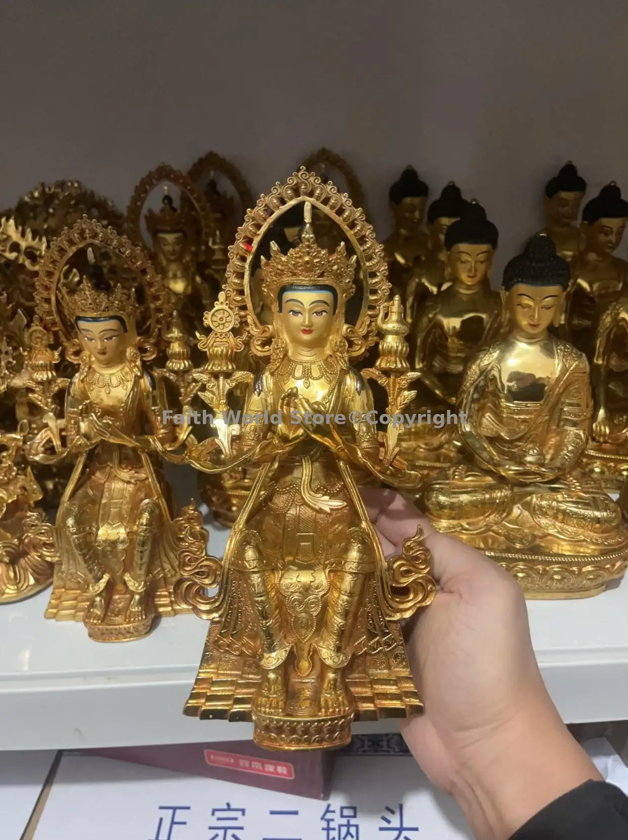 Maitreya Metteyya Future buddha Asia Tibet Buddhism figure of Buddha gilding Buddha Statue temple monk worship protect Family