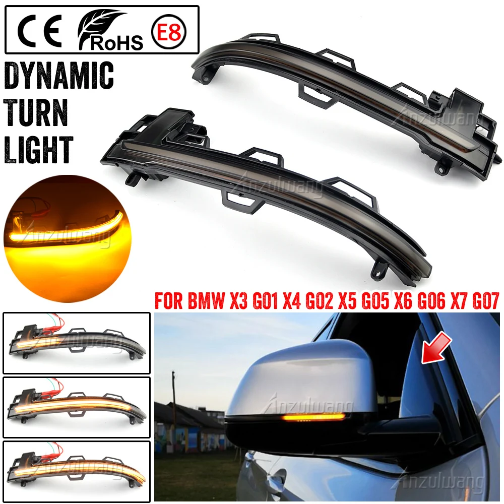 

LED Dynamic Turn Signal Light For BMW X3 G01 2018-2020 X4 G02 X5 G05 X6 G06 X7 G07 Flowing Water Blinker Flashing Light