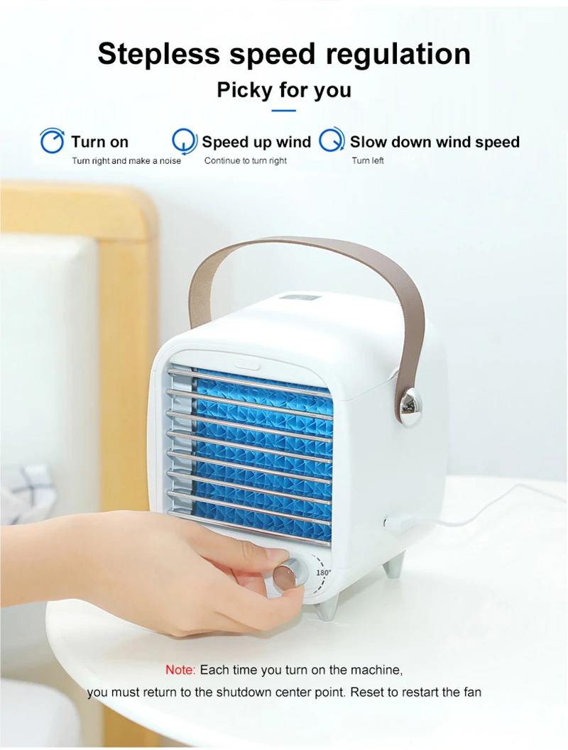 Mini aire acondicionado portátil, ventilador de refrigeración por agua para habitación, oficina, móvil