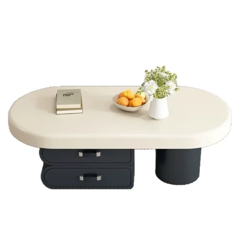 household coffee table, small apartment simple light luxury, modern environmental protection design, oval high sense
