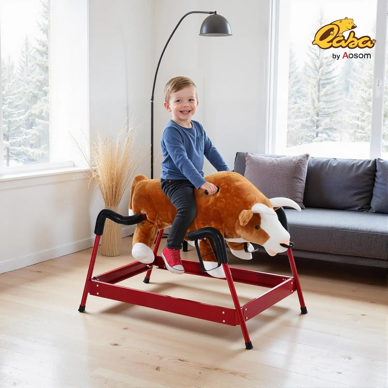 Rodeo Bull Style Spring Rocking Horse Toy for Children Featuring Realistic Sound Effects