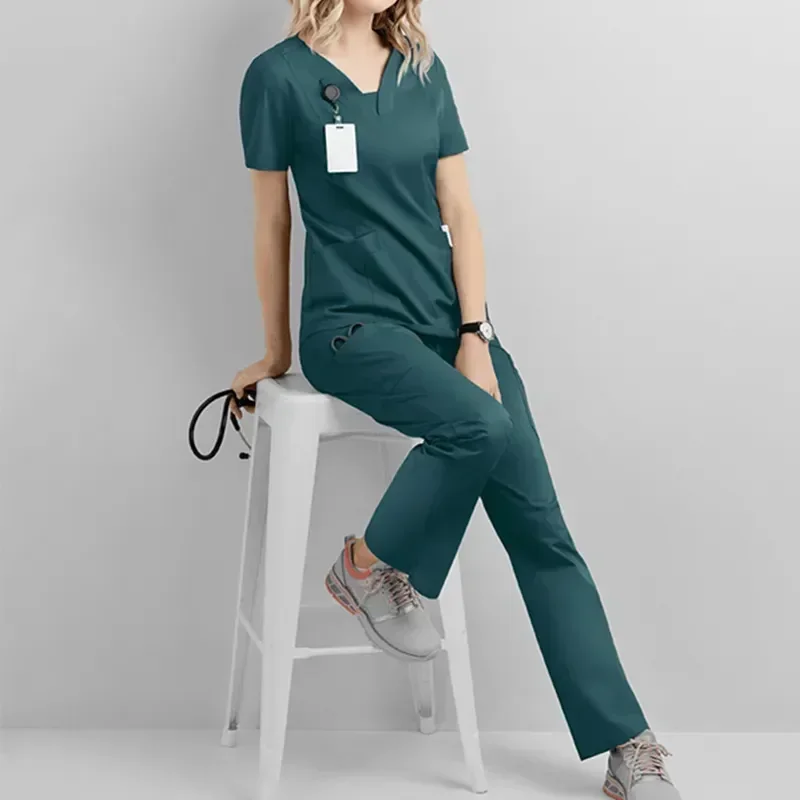 Clothes Workwear 2023 Drawstring Pants V-neck Doctor Medical Hospital Nursing Scrubs Surgery Work 's Women Suits Uniform Set Top