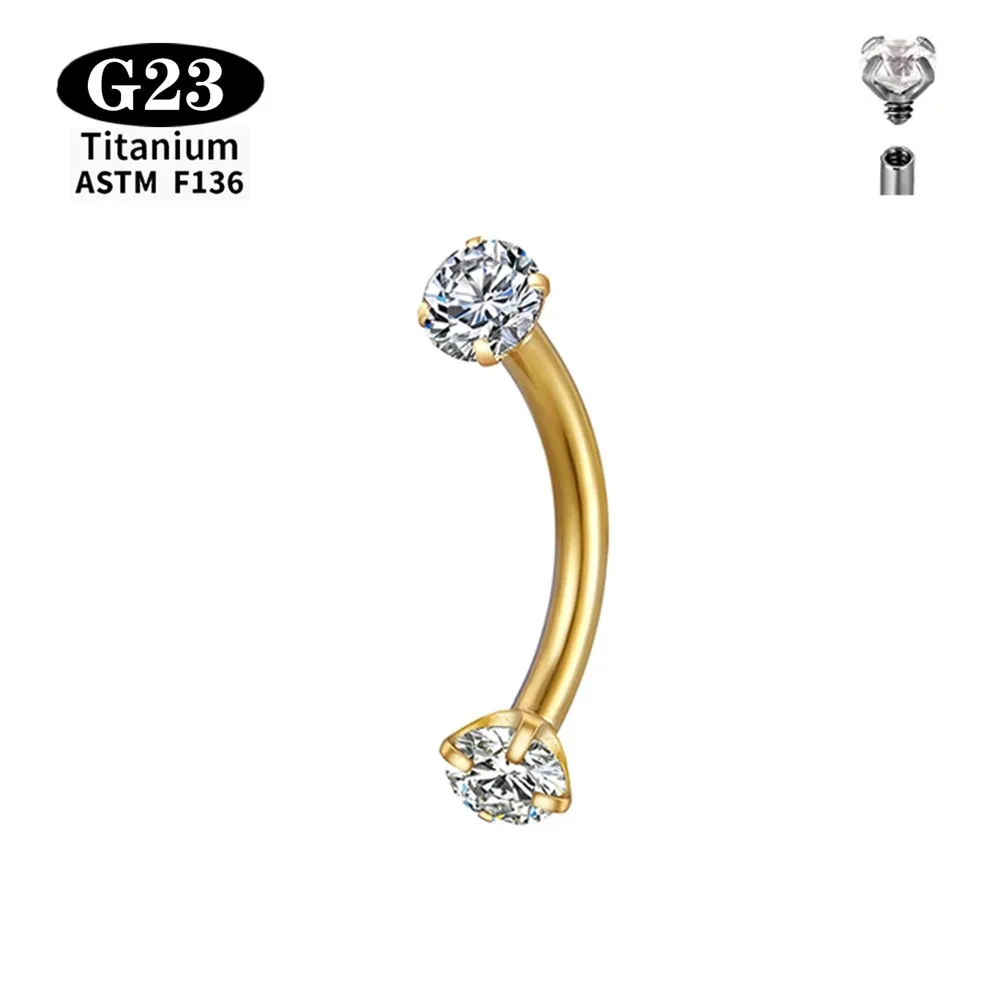 1/5 Stück ASTM F136 Titan Innengewinde Augenbrauenpiercing Rook Gebogene Barbell-Set Augenbrauen Tragus Lippenringe – Detail 6