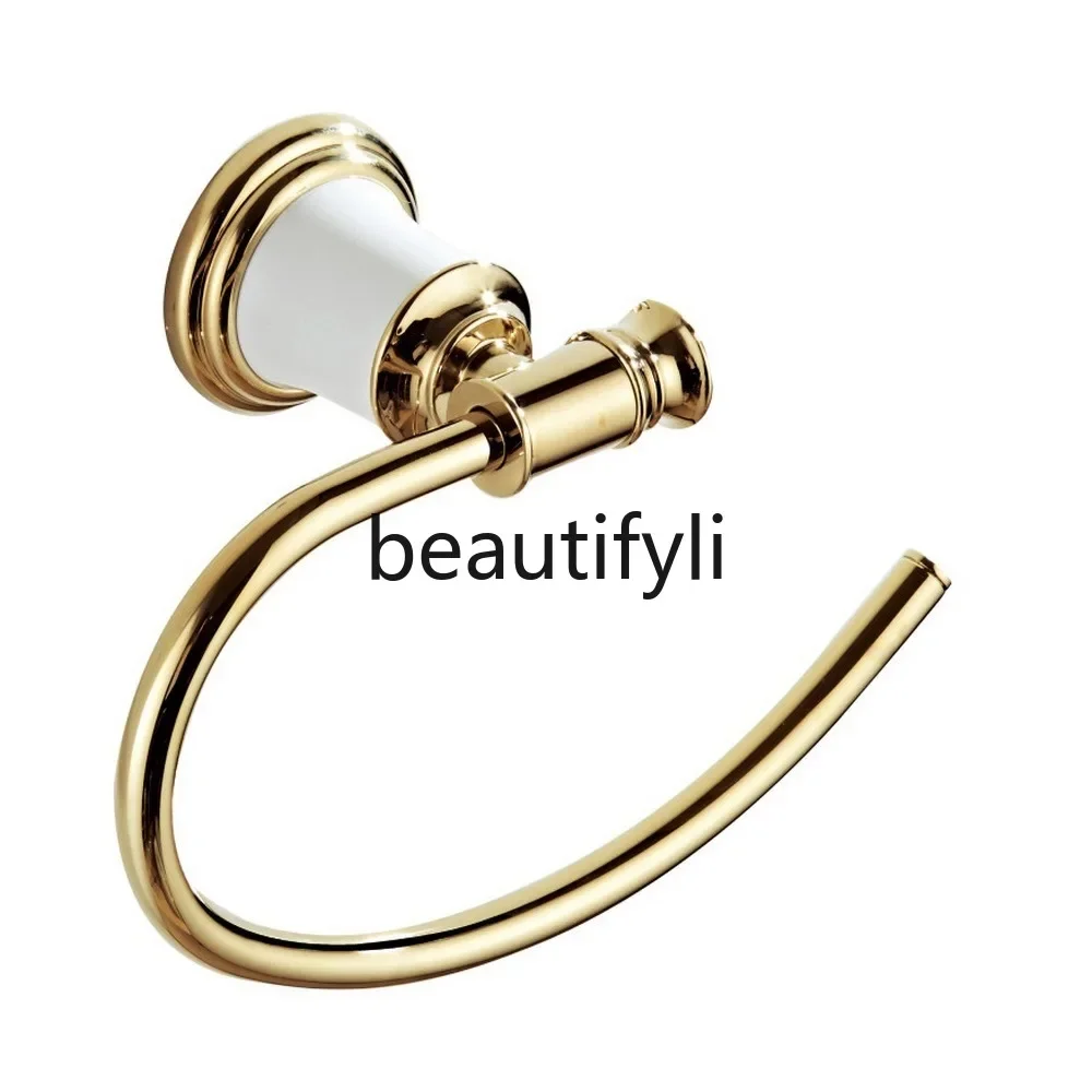 

ss Bathroom Hardware Bathroom Pendant Shelf Platinum Light Luxury Simple Towel Rack Package