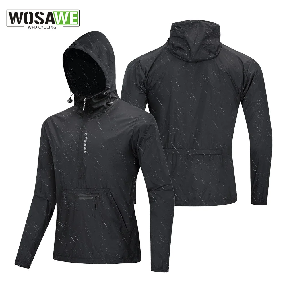 WOSAWE Men\'s Cycling Jacket Windbreaker Hooded Jacket Bike Wind Cutter Vest Windproof Short Winds Cycling Rainproof Jacket