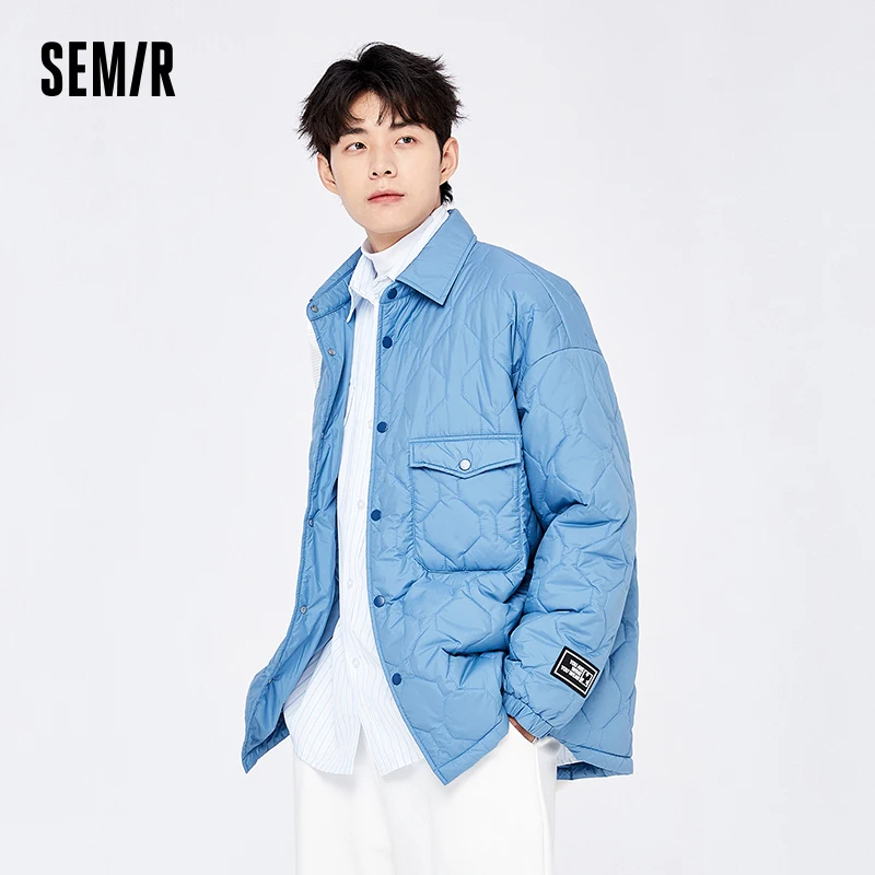 Semir Jacket Men 2023 Winter New Shirt-Style Cotton Clothes Loose Simple Fashionable Water-Repellent Warm Cotton Jacket