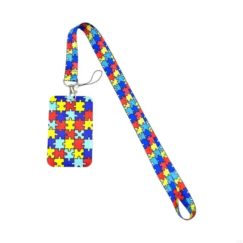 195C Multipurpose Sturdy Ribbon Materials Autism Anime Lanyard with Badge Holder Accessory for Cards and Keychain Use