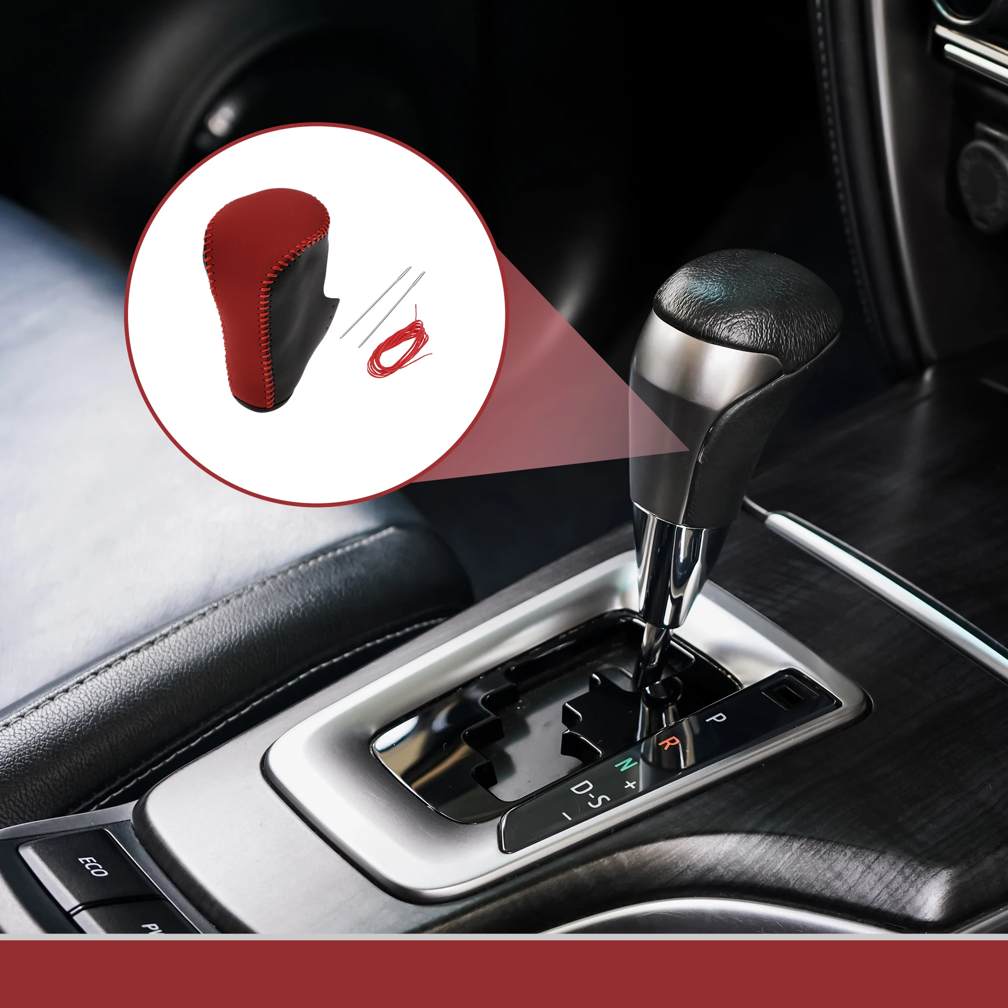 

UXCELL Anti-Slip Gear Shift Knob Cover Car Stick Shifting Handle Protector for Honda Accord 8 2008-2012 Black Red