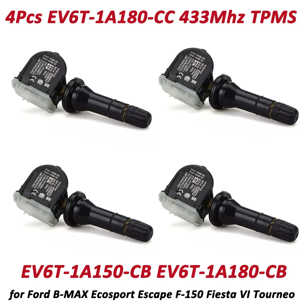 フォードタイヤ空気圧センサーtpmsev6t-1a180-cb-ev6t-1a180-cc-b-max-f-150jk8フィエスタバン433mhzev6t1a180cbev6t1a180cc4個