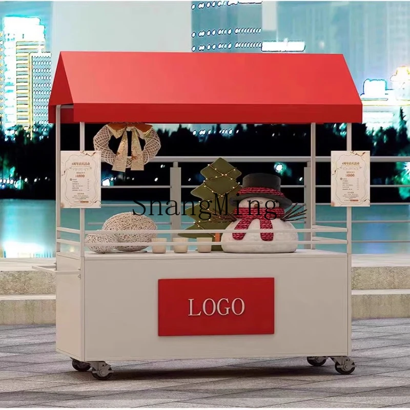 

SM wrought iron stall trolley mobile stall snack display stand outdoor market stall display cart