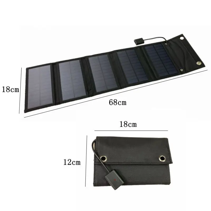 Panel de energía Solar plegable para exteriores, cargador portátil resistente al agua, USB, 5V, 70W, para acampada y senderismo