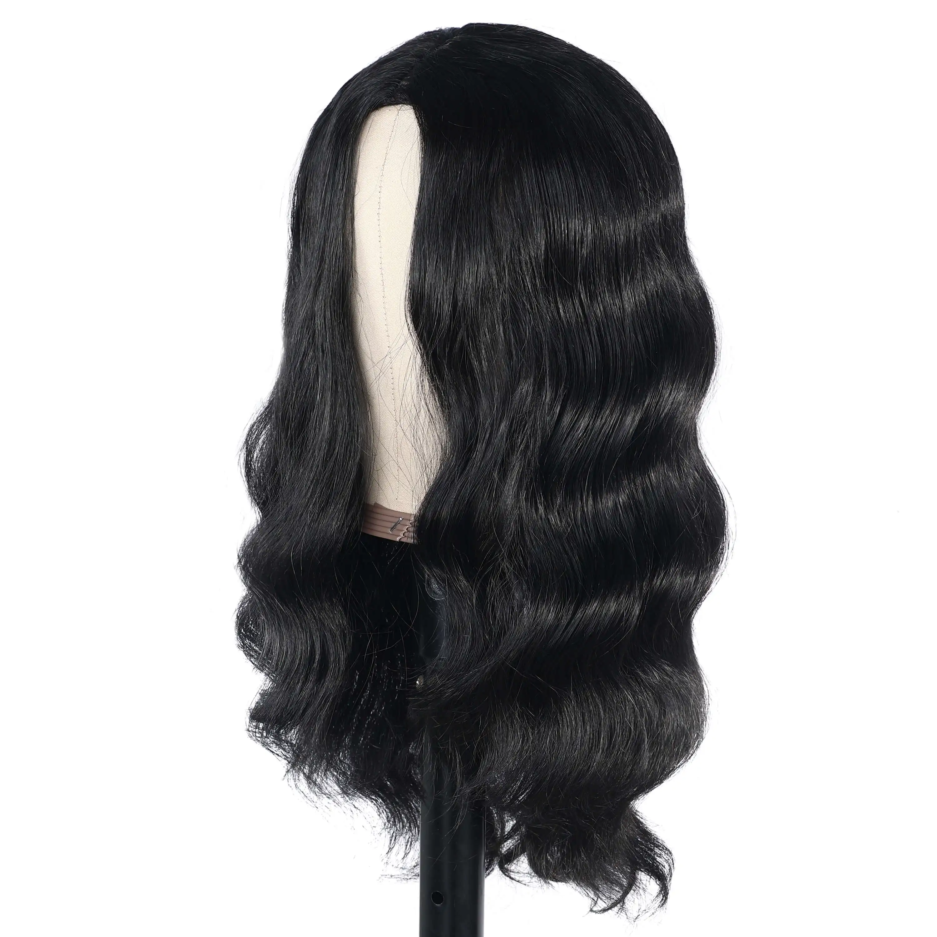 YunRong Short Black Wavy Bob Wigs With Bangs for Black Women Synthetic Shoulder Length Curly Wavy Wigs Natural Looking