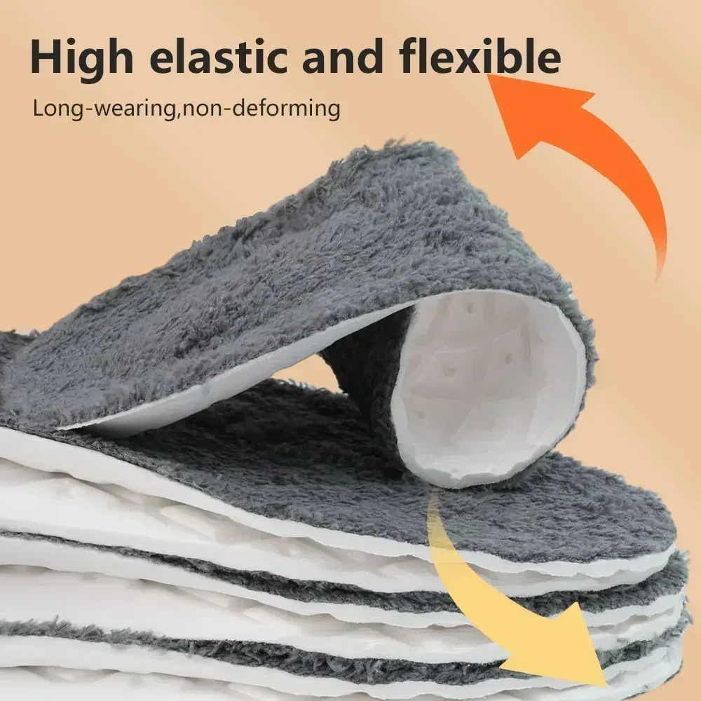 Unisex Soft Thermal Thicken Plush พื้นรองเท้าขนสัตว์ WARM Memory Foam สําหรับกีฬารองเท้า Pad Chill-proof Self-heating ดูดซับรองเท้า Pads