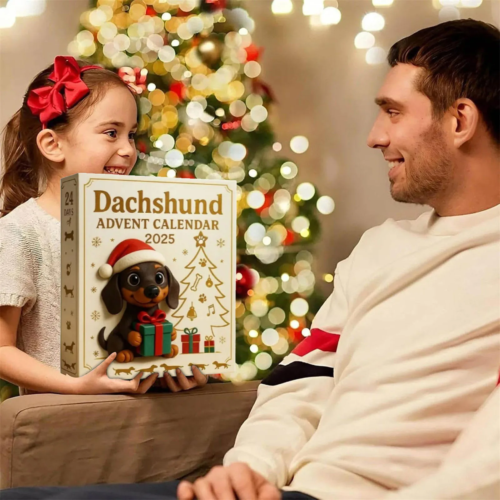 Kalendarz Adwentowy z Timerem Kontroli Deszczu 2025, 24-dniowy Kalendarz Adwentowy z Odliczaniem, z 24 Uroczyymi Zegarkami Piaskowymi dla Miłośników Psów na Boże Narodzenie, 3 Minuty