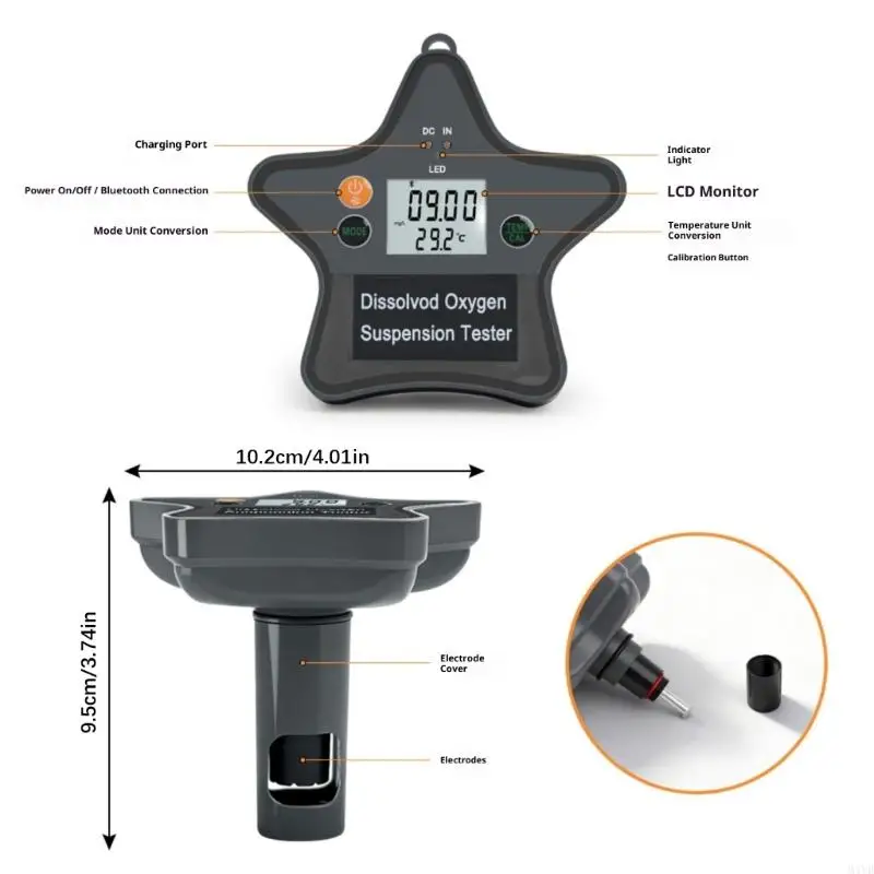 معدات اختبار صفات المياه المتقدمة لتربية الأحياء المائية مزامنة لاسلكية مقاومة للتآكل مقياس الأكسجين M4YD
