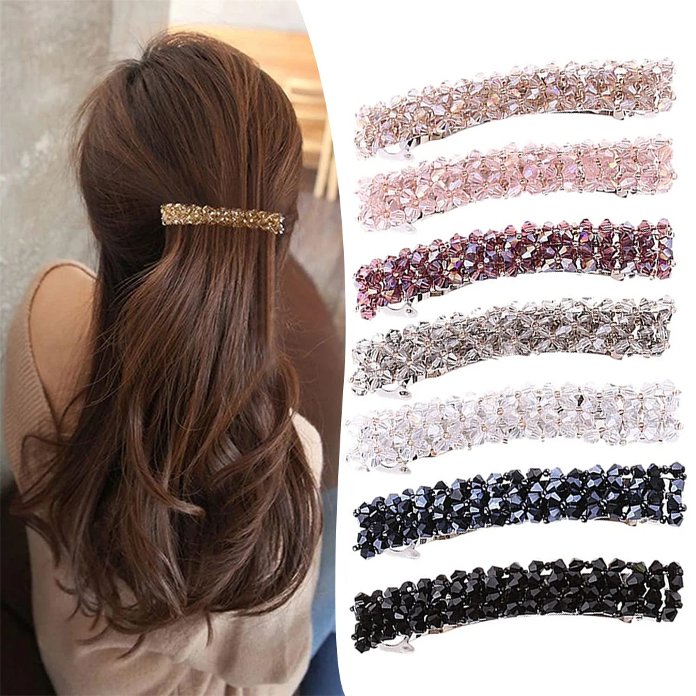 Fashion Crystal Hairpin Non-slip Strong Fixed Rhinestone Hairpin Elegant Lady Hairpin Small Hairpin Girl Lady Shiny Gift