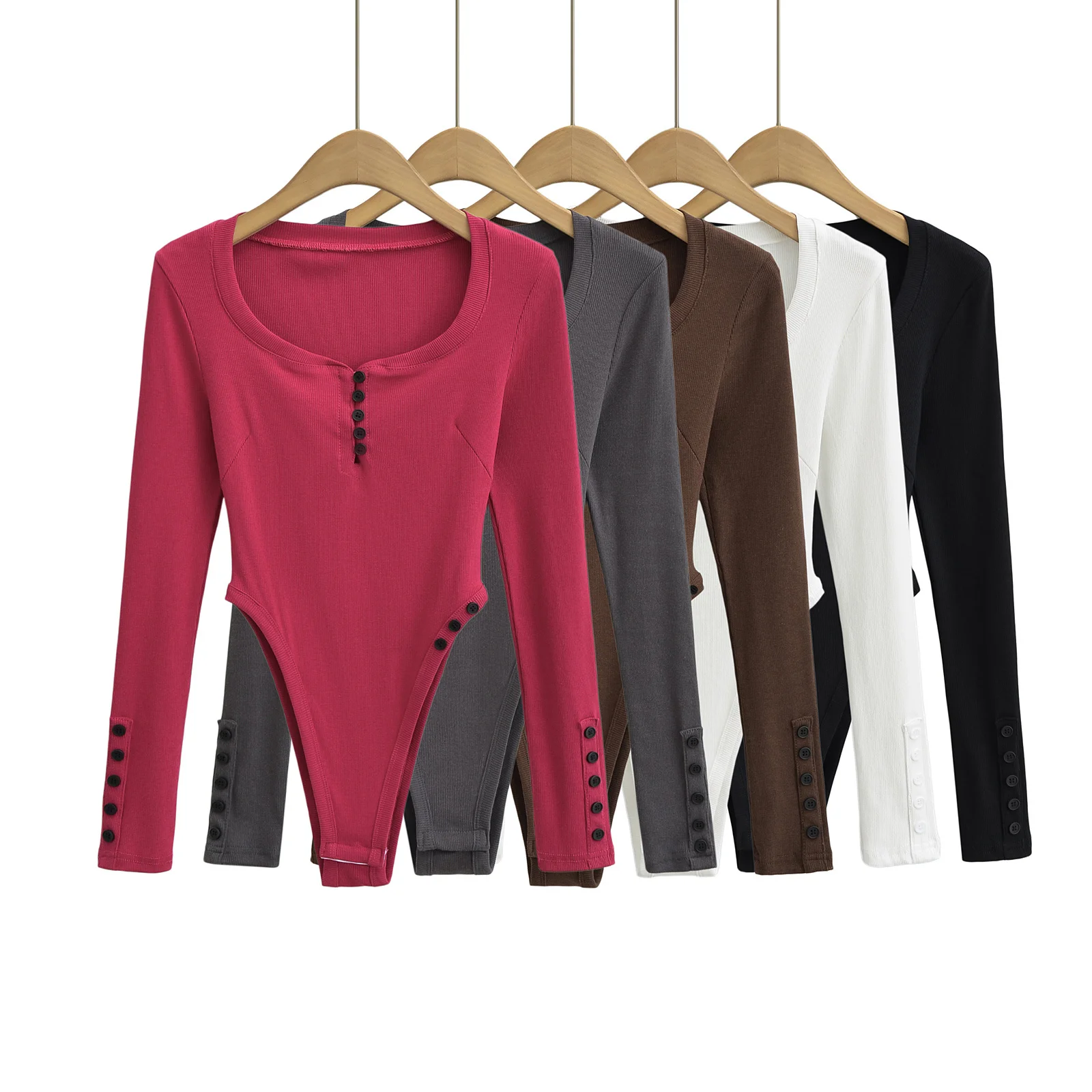 

Slimming High Waist Sweet Spicy Girl Casual Long Sleeve U Neck Jumpsuit Body Shape Show off Outerwear for Women