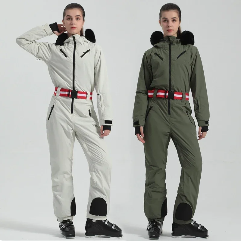 Winter Women One Piece Snow Suits Hooded Sport Female Ski Jumpsuit Outdoor Mountain Woman Snowbord Overalls Snowmobile Clothes