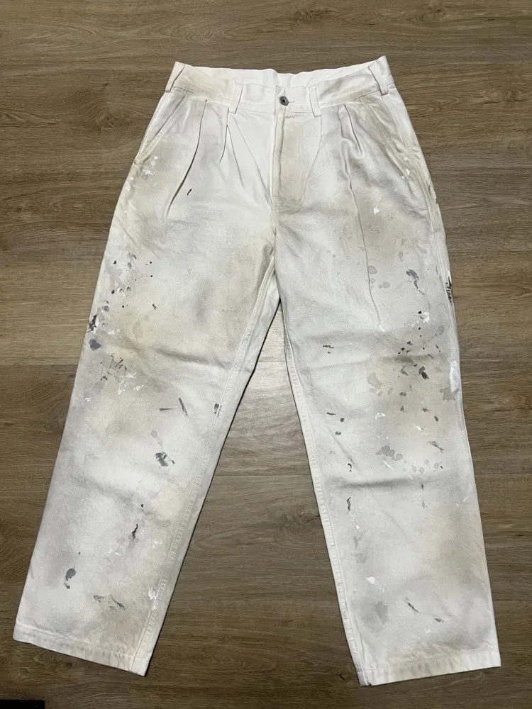 Fashion Japan Style Dirty Pants 25SS White Splash Ink Pants for Men