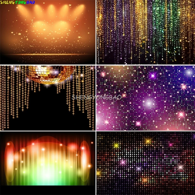 Fondos de fotografía de bola de discoteca abstracta concierto colorido escenario brillo puntos de luz estrellas luces de fiesta foto fondo DO-01