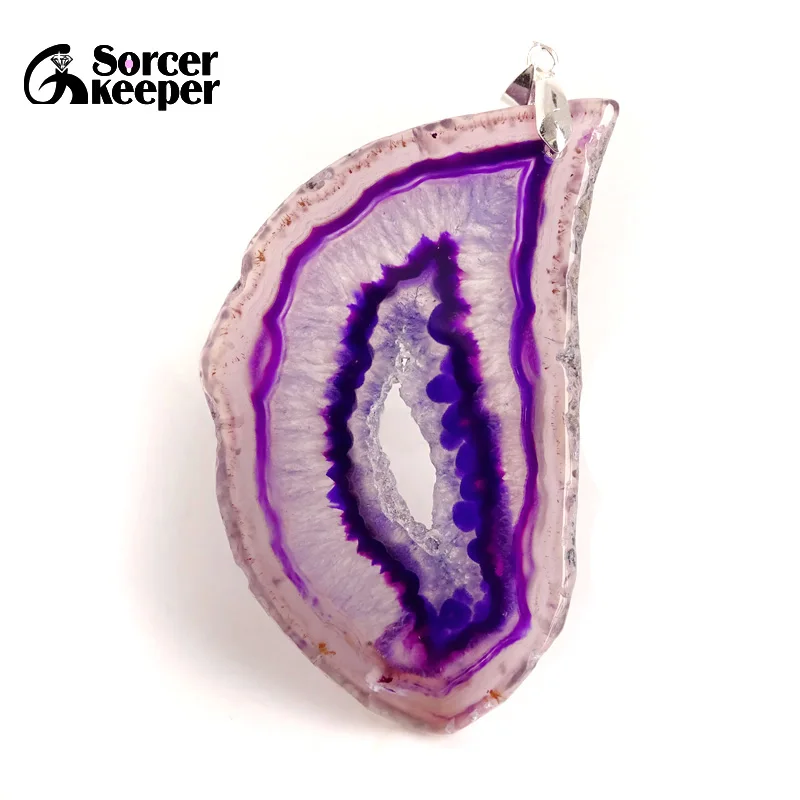 الطبيعية عناقيد كريستالية الأحجار الكريمة والمجوهرات مصقول الأوجه الأرجواني شريحة العقيق الخرز الخام الفن قلادة قلادة للرجال AA074