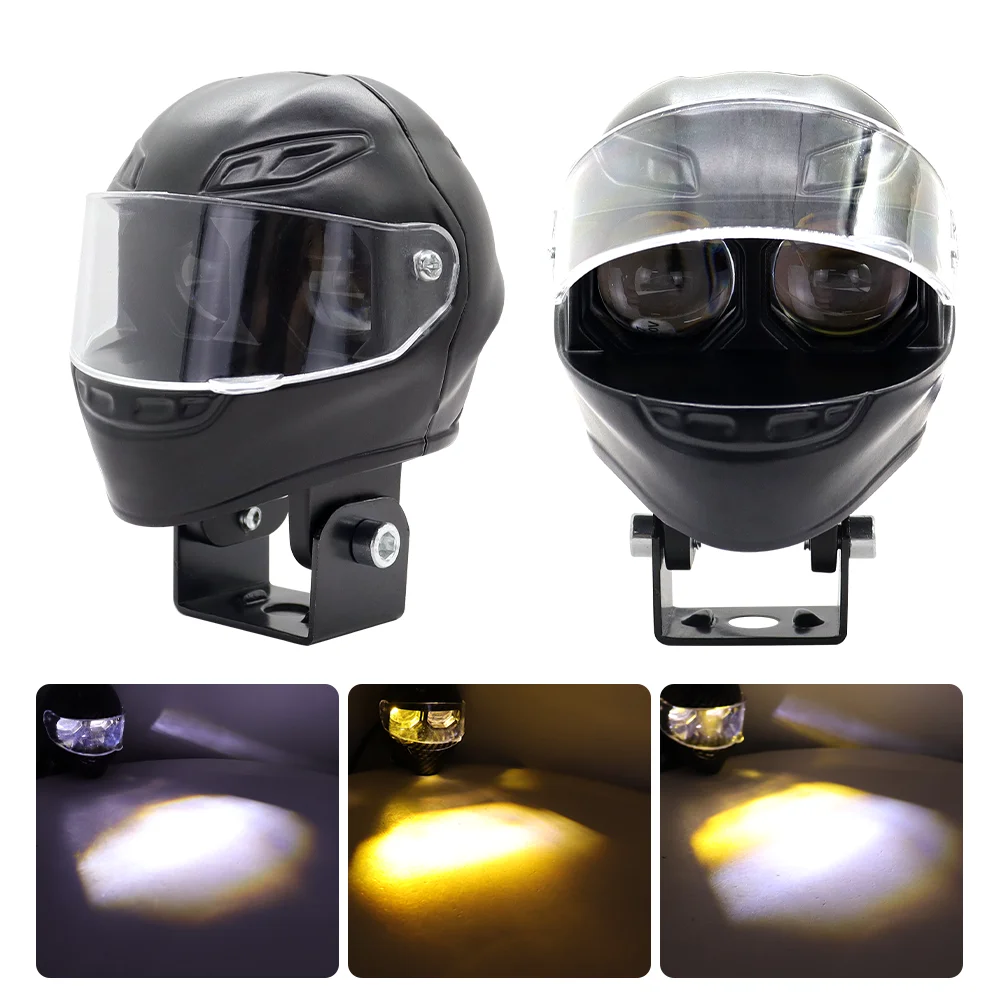 Motorcycle Car LED Headlight Modified Light Helmet Spotlights Dual Eye White Yellow  flash 12V Electric Vehicle Truck Motorbike