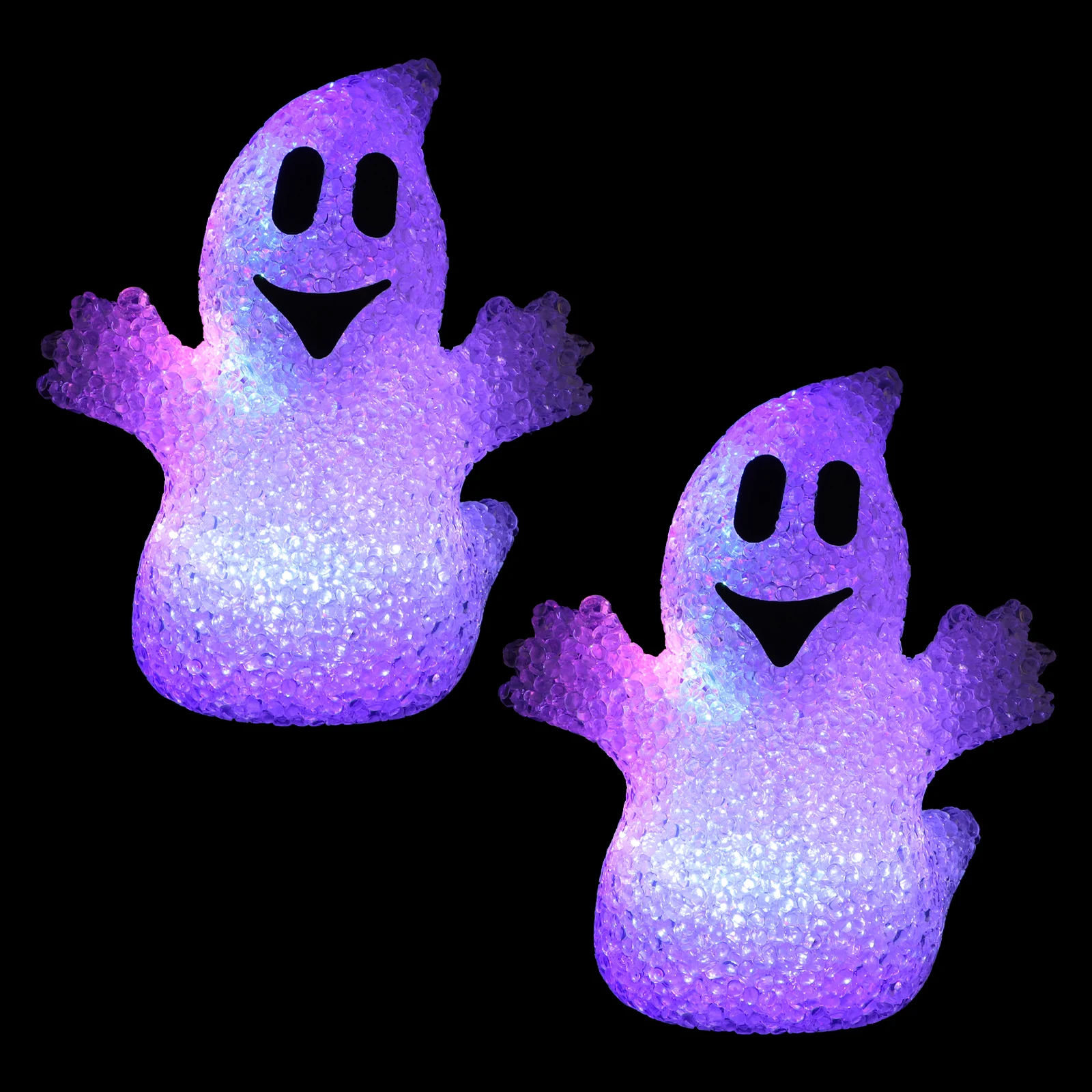 2pcs White Ghost Night Light Halloween Decoration Durable Festive Atmosphere Lamp Small Table Props Child Fun