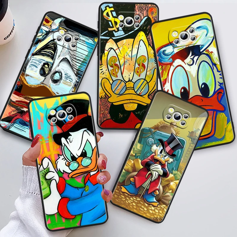 

Disney Animation Donald Duck For Xiaomi Poco X5 X3 Pro X4 F4 F3 GT M5 M5s M4 M3 C55 C50 C40 5G Black Soft Phone Case