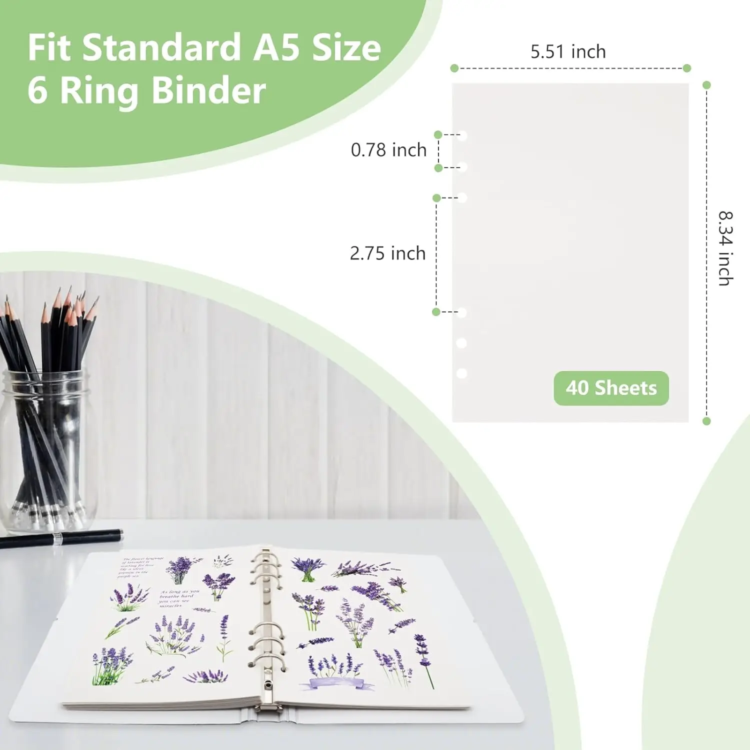 A5 6 ring 40 Sheets Blank Release Paper Binder Refills for Collecting Sticker Reusable Sticker Paper Pages Binder Insert Sheet