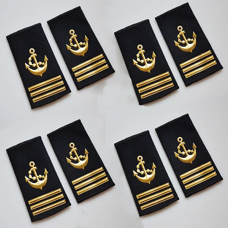 New Arrival Seaman's Epaulettes Captain Black Sea Anchor First Mate Vintage Badges Ship Sailor Hard Epaulettes