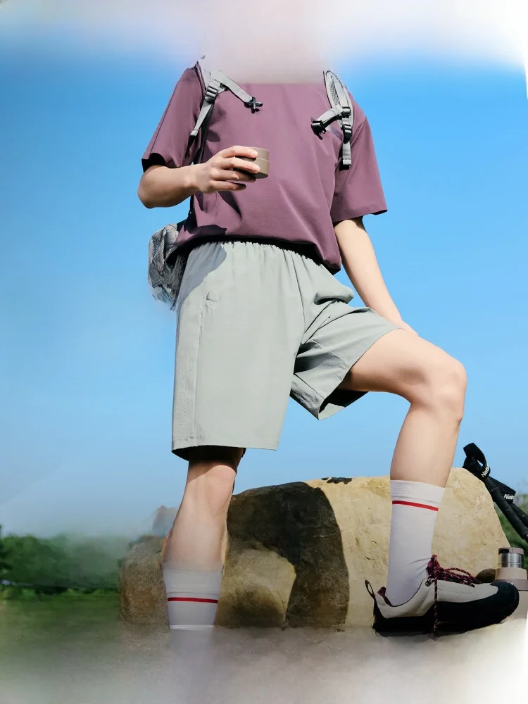 

Мужские спортивные шорты Qui Dry Breathable для активного отдыха, легкие, дышащие, из нейлона и спандекса, длиной до колена, с эффектом охлаждения